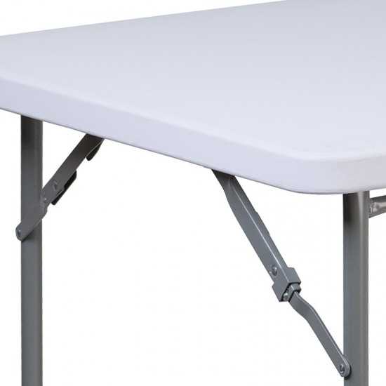 2.81-Foot Square Granite White Plastic Folding Table