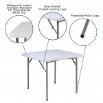 2.81-Foot Square Granite White Plastic Folding Table