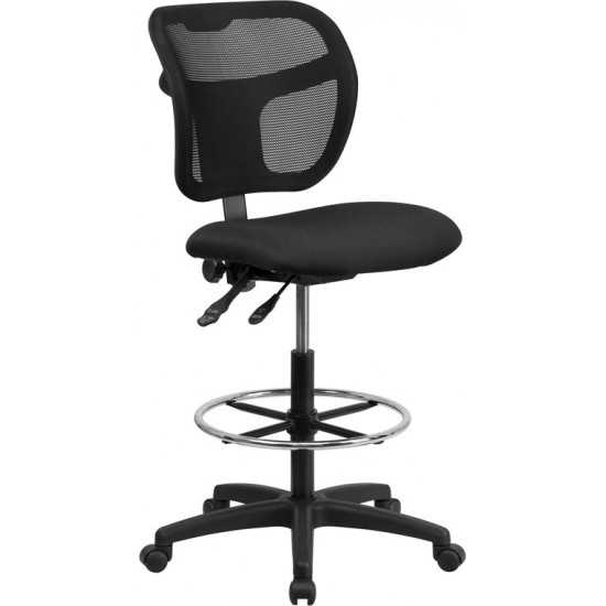 Mid-Back Black Mesh Drafting Chair with Back Height Adjustment