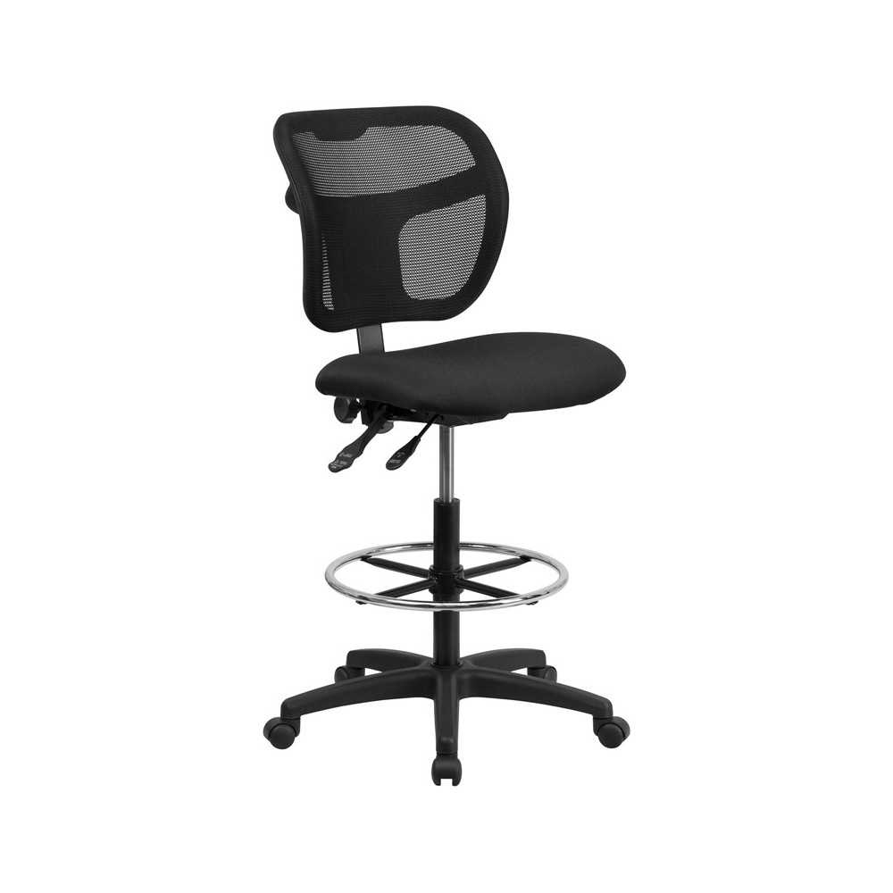 Mid-Back Black Mesh Drafting Chair with Back Height Adjustment