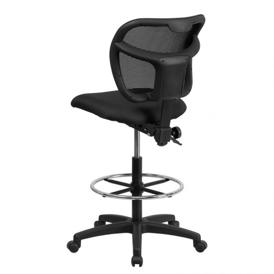 Mid-Back Black Mesh Drafting Chair with Back Height Adjustment