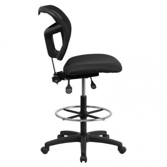 Mid-Back Black Mesh Drafting Chair with Back Height Adjustment