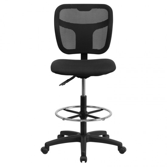 Mid-Back Black Mesh Drafting Chair with Back Height Adjustment