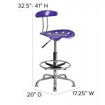 Vibrant Violet and Chrome Drafting Stool with Tractor Seat