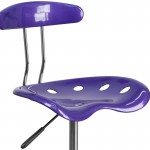 Vibrant Violet and Chrome Drafting Stool with Tractor Seat