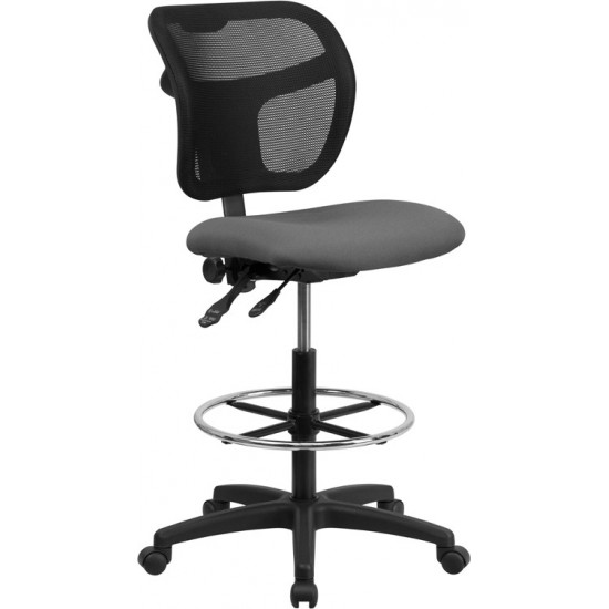 Mid-Back Gray Mesh Drafting Chair with Back Height Adjustment