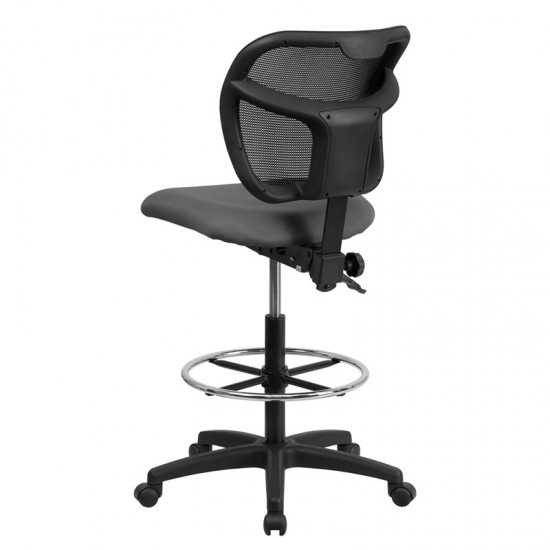 Mid-Back Gray Mesh Drafting Chair with Back Height Adjustment