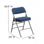 Premium Curved Triple Braced & Double Hinged Navy Fabric Metal Folding Chair