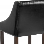 Carmel Series 24" High Transitional Walnut Counter Height Stool with Accent Nail Trim in Black LeatherSoft