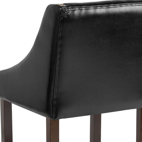 Carmel Series 24" High Transitional Walnut Counter Height Stool with Accent Nail Trim in Black LeatherSoft