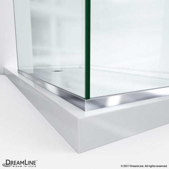 Linea Two Adjacent Frameless Shower Screens 30 in. W x 72 in. H each, Open Entry Design in Brushed Nickel