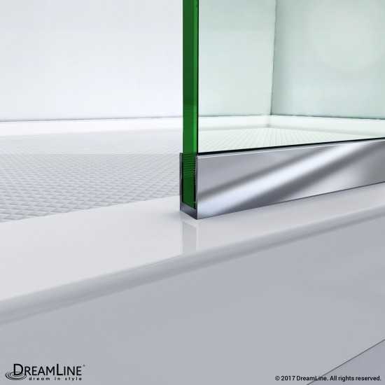 Linea Two Adjacent Frameless Shower Screens 30 in. W x 72 in. H each, Open Entry Design in Brushed Nickel