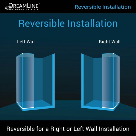 Linea Two Adjacent Frameless Shower Screens 34 in. and 30 in. W x 72 in. H, Open Entry Design in Chrome