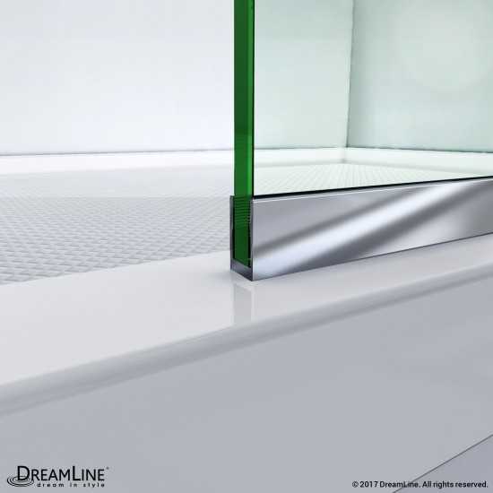 Linea Two Adjacent Frameless Shower Screens 34 in. and 30 in. W x 72 in. H, Open Entry Design in Chrome