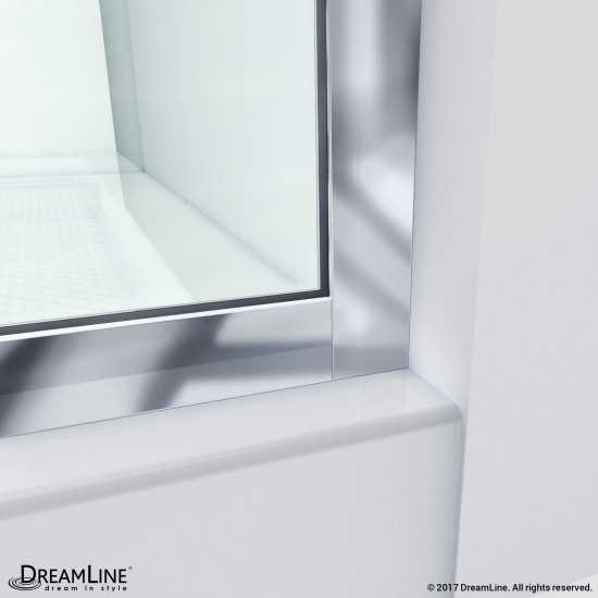 Linea Two Adjacent Frameless Shower Screens 30 in. and 34 in. W x 72 in. H, Open Entry Design in Brushed Nickel
