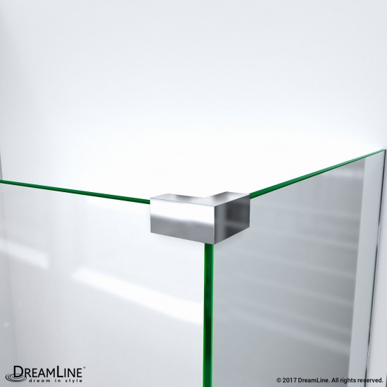 Linea Two Adjacent Frameless Shower Screens 30 in. and 34 in. W x 72 in. H, Open Entry Design in Brushed Nickel
