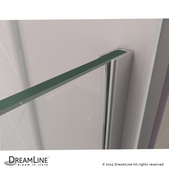Linea Two Adjacent Frameless Shower Screens 34 in. W x 72 in. H each, Open Entry Design in Brushed Nickel