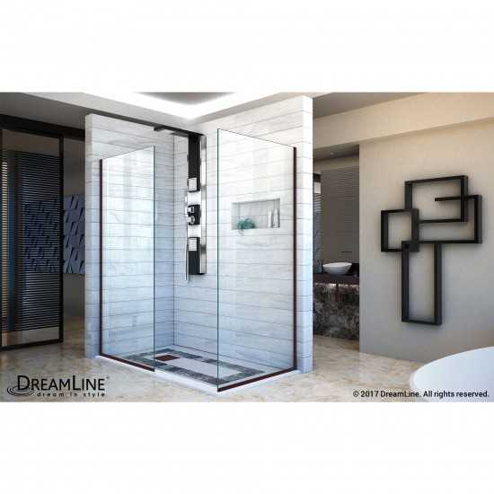 Linea Two Individual Frameless Shower Screens 30 in. W x 72 in. H each, Open Entry Design in Oil Rubbed Bronze