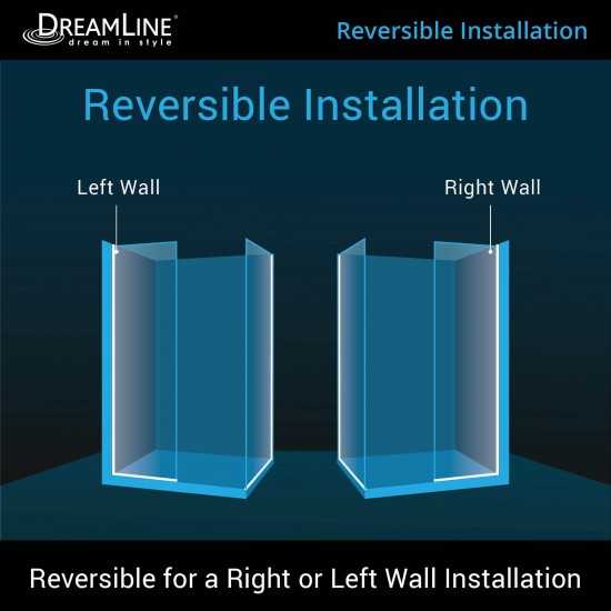 Linea Two Individual Frameless Shower Screens 34 in. and 30 in. W x 72 in. H, Open Entry Design in Chrome