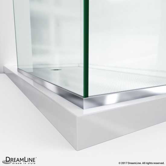 Linea Two Individual Frameless Shower Screens 34 in. and 30 in. W x 72 in. H, Open Entry Design in Chrome
