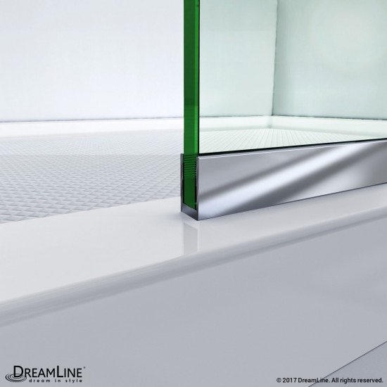 Linea Two Individual Frameless Shower Screens 34 in. and 30 in. W x 72 in. H, Open Entry Design in Chrome