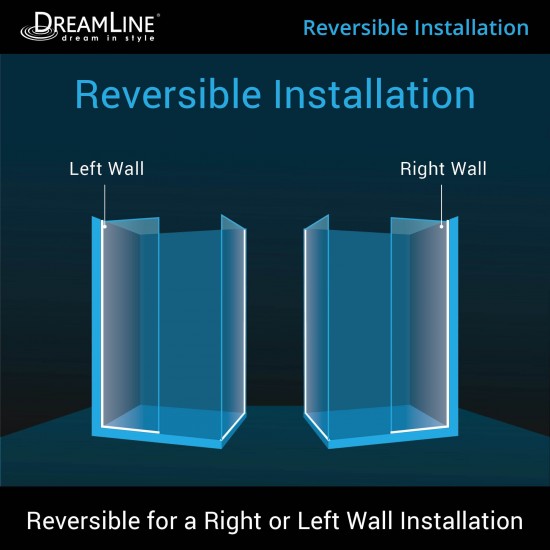 Linea Two Individual Frameless Shower Screens 30 in. and 34 in. W x 72 in. H, Open Entry Design in Chrome