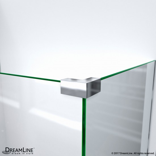 Linea Two Individual Frameless Shower Screens 34 in. W x 72 in. H each, Open Entry Design in Chrome
