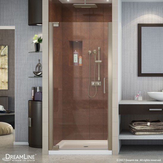 Elegance 25 1/4 - 27 1/4 in. W x 72 in. H Frameless Pivot Shower Door in Brushed Nickel