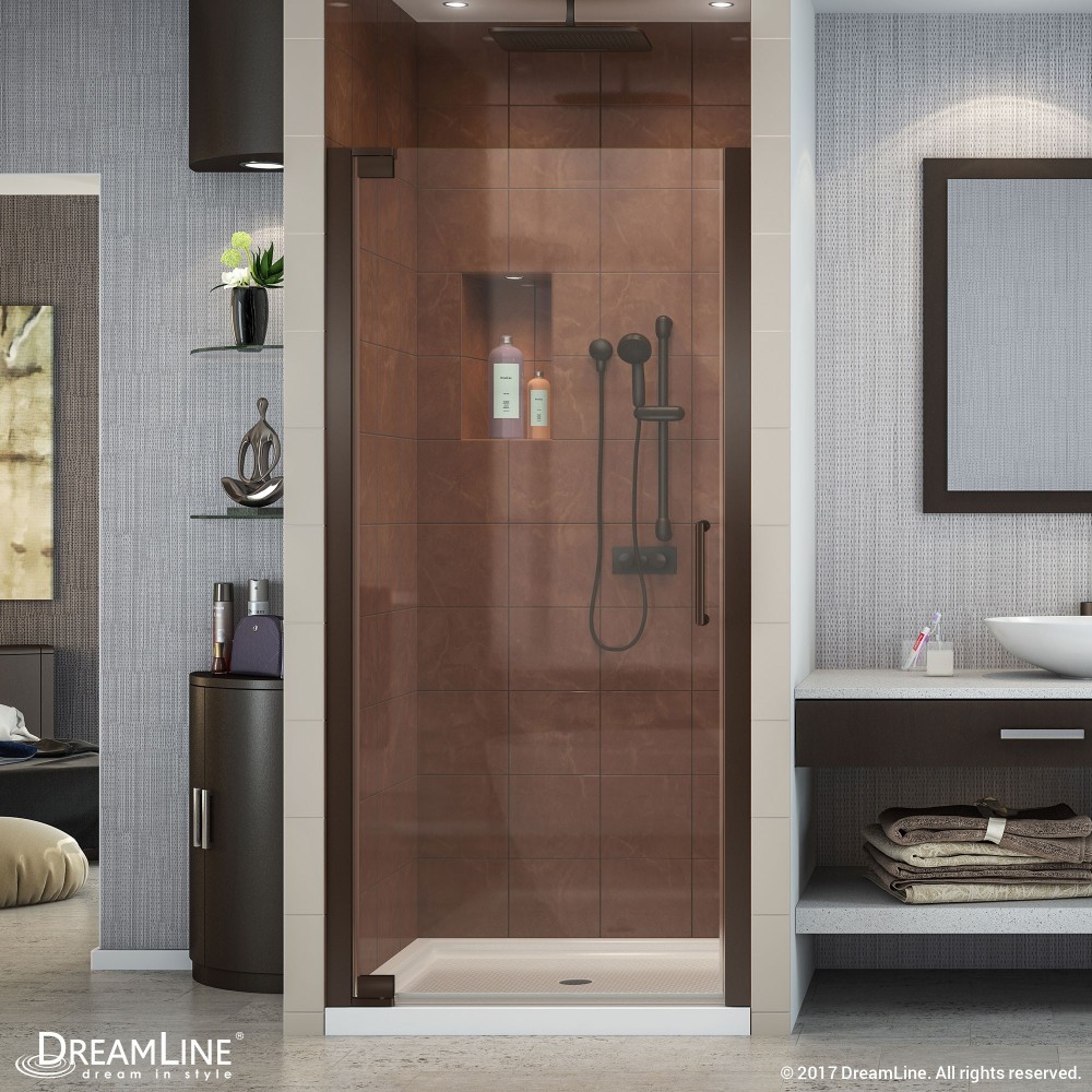 Elegance 27-29 in. W x 72 in. H Frameless Pivot Shower Door in Oil Rubbed Bronze