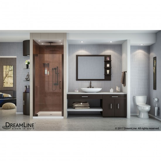 Elegance 27-29 in. W x 72 in. H Frameless Pivot Shower Door in Oil Rubbed Bronze