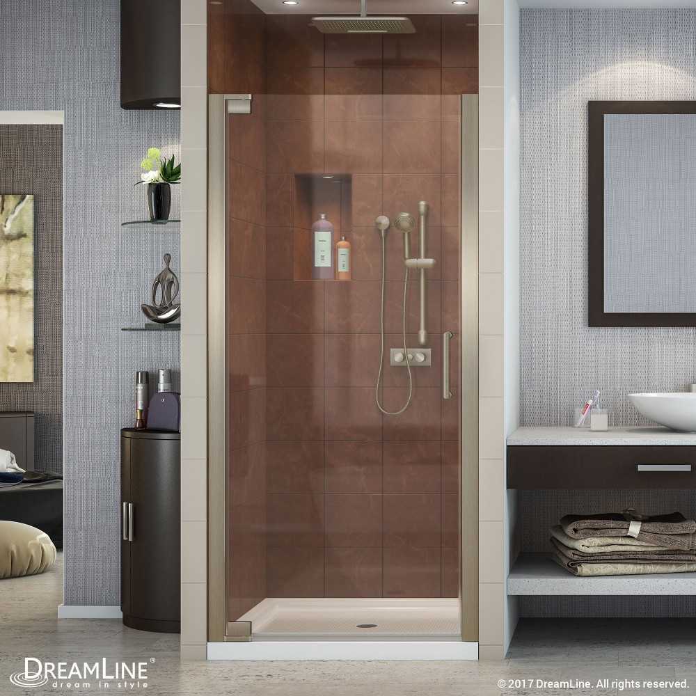 Elegance 30 1/2 - 32 1/2 in. W x 72 in. H Frameless Pivot Shower Door in Brushed Nickel