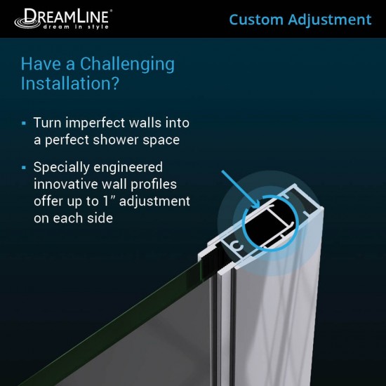 Elegance 34-36 in. W x 72 in. H Frameless Pivot Shower Door in Chrome