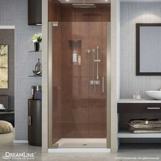 Elegance 34-36 in. W x 72 in. H Frameless Pivot Shower Door in Brushed Nickel