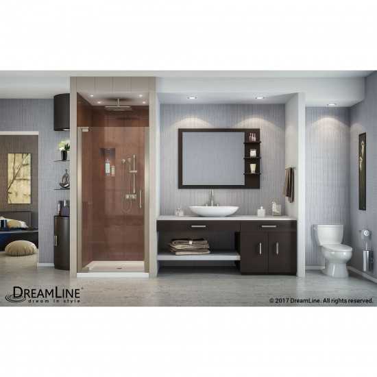 Elegance 34-36 in. W x 72 in. H Frameless Pivot Shower Door in Brushed Nickel