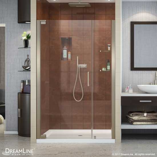 Elegance 37 1/4 - 39 1/4 in. W x 72 in. H Frameless Pivot Shower Door in Brushed Nickel