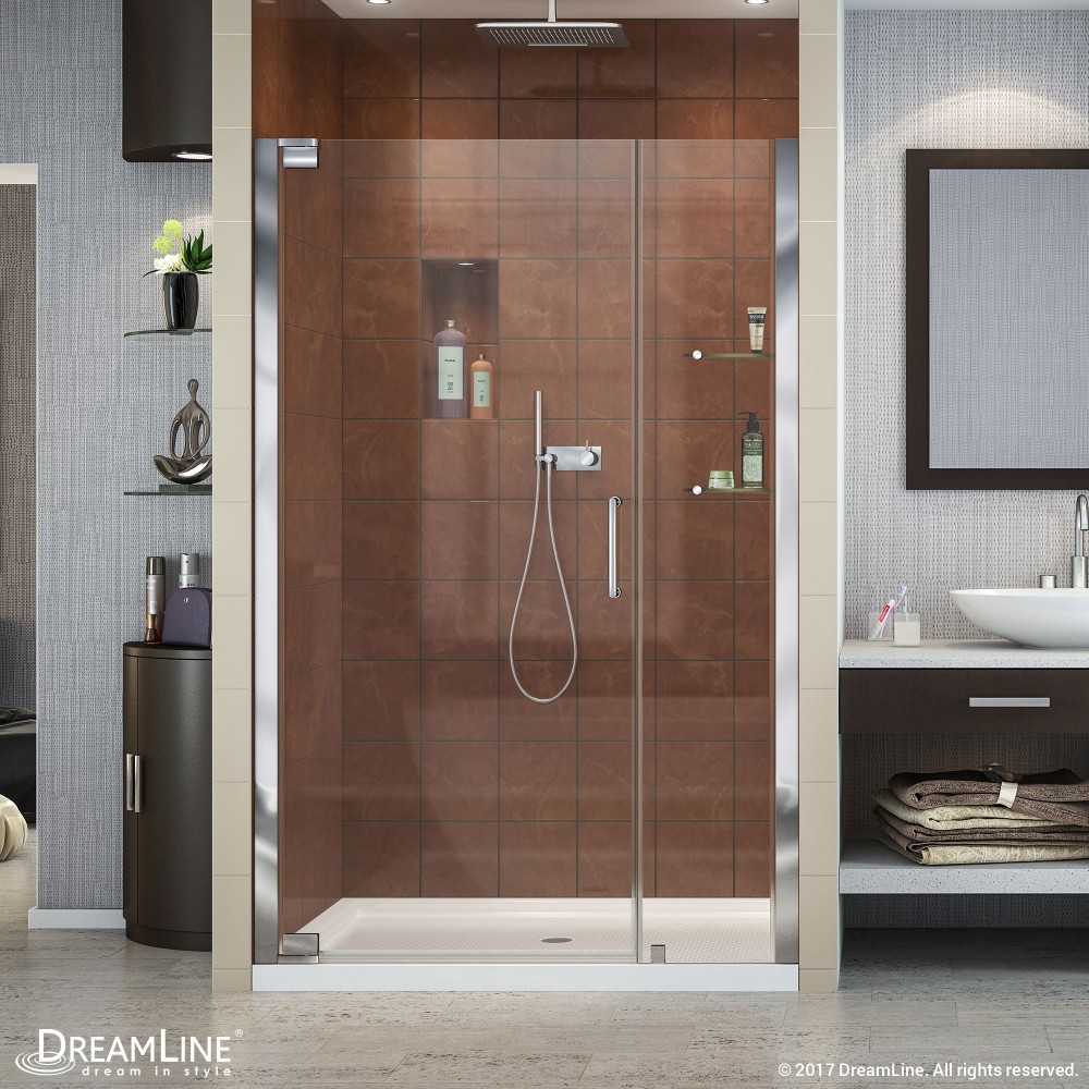 Elegance 40 3/4 - 42 3/4 in. W x 72 in. H Frameless Pivot Shower Door in Chrome