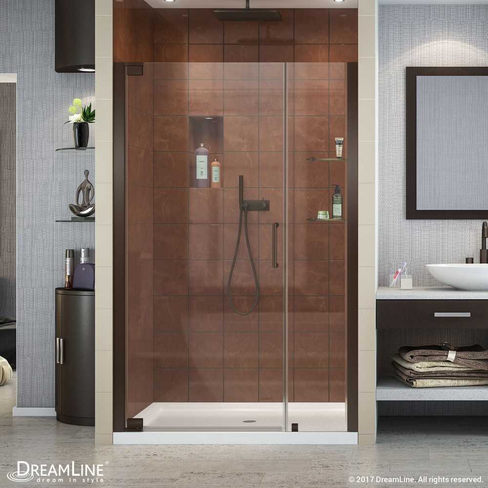 Elegance 42 1/2 - 44 1/2 in. W x 72 in. H Frameless Pivot Shower Door in Oil Rubbed Bronze