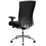 24/7 Intensive Use 300 lb. Rated Black LeatherSoft Multifunction Ergonomic Office Chair with Seat Slider