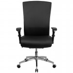 24/7 Intensive Use 300 lb. Rated Black LeatherSoft Multifunction Ergonomic Office Chair with Seat Slider