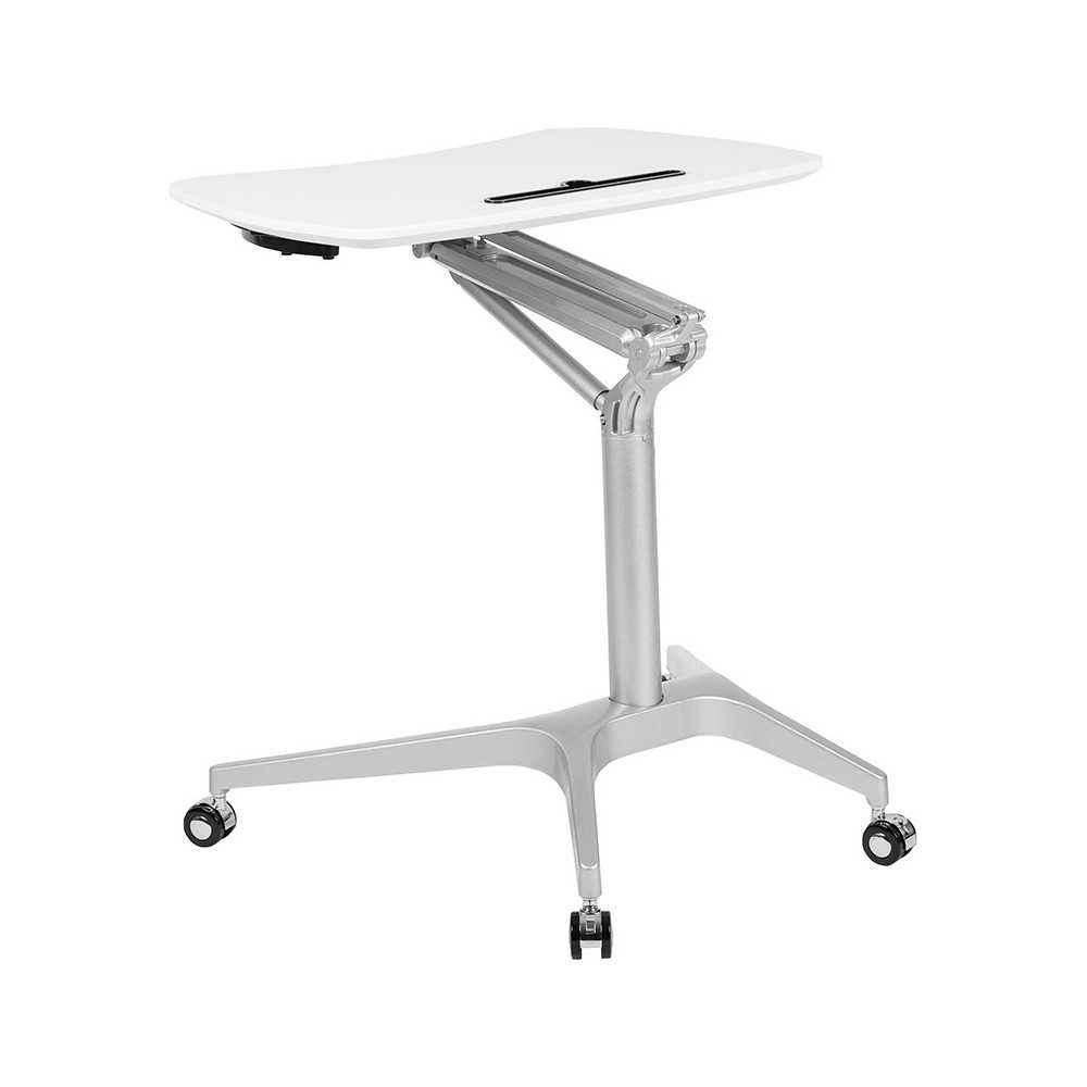 Mobile Sit-Down, Stand-Up White Computer Ergonomic Desk with 28.25"W Top (Adjustable Range 29" - 41")