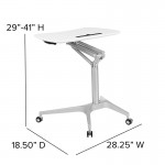 Mobile Sit-Down, Stand-Up White Computer Ergonomic Desk with 28.25"W Top (Adjustable Range 29" - 41")