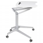 Mobile Sit-Down, Stand-Up White Computer Ergonomic Desk with 28.25"W Top (Adjustable Range 29" - 41")