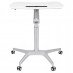 Mobile Sit-Down, Stand-Up White Computer Ergonomic Desk with 28.25"W Top (Adjustable Range 29" - 41")