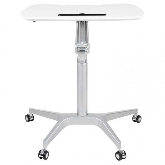 Mobile Sit-Down, Stand-Up White Computer Ergonomic Desk with 28.25"W Top (Adjustable Range 29" - 41")