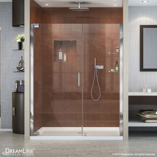 Elegance 51-53 in. W x 72 in. H Frameless Pivot Shower Door in Chrome