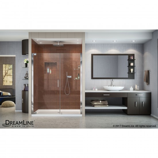 Elegance 51-53 in. W x 72 in. H Frameless Pivot Shower Door in Chrome