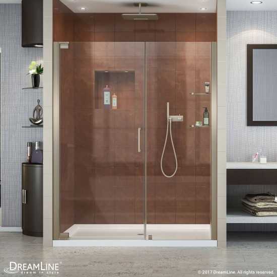 Elegance 51-53 in. W x 72 in. H Frameless Pivot Shower Door in Brushed Nickel