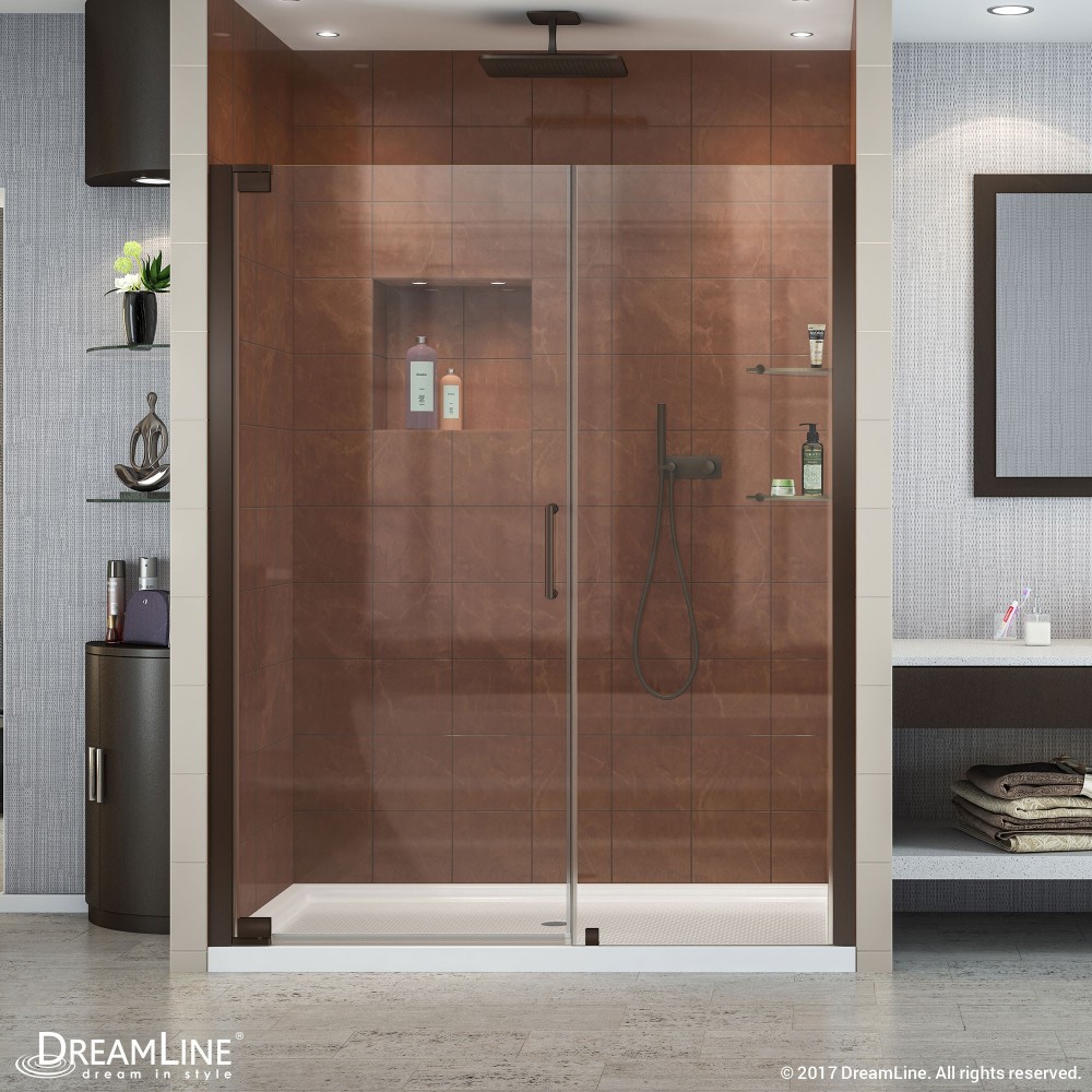 Elegance 51-53 in. W x 72 in. H Frameless Pivot Shower Door in Oil Rubbed Bronze