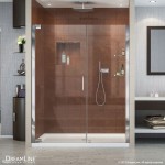 Elegance 54 1/2 - 56 1/2 in. W x 72 in. H Frameless Pivot Shower Door in Chrome