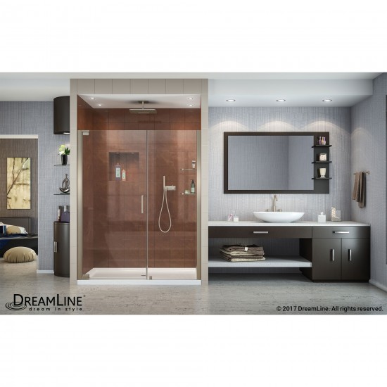 Elegance 58-60 in. W x 72 in. H Frameless Pivot Shower Door in Brushed Nickel